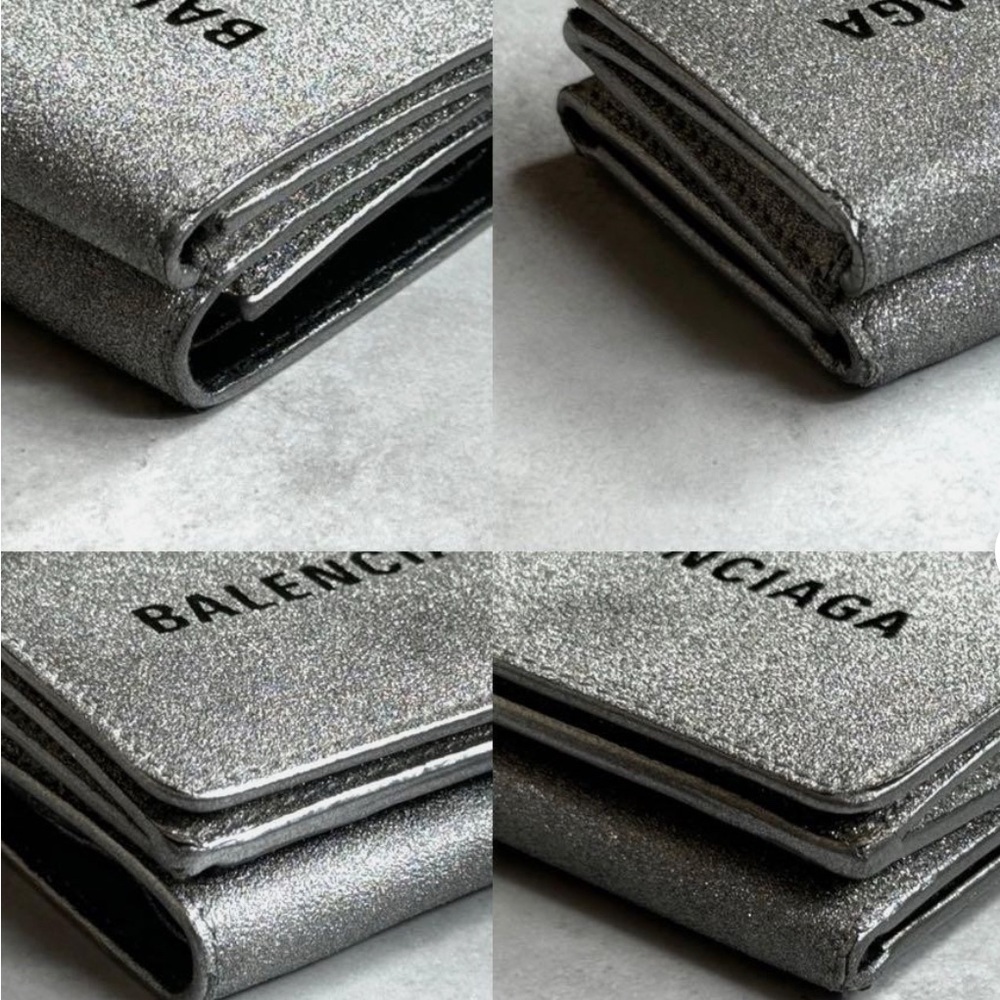BALENCIAGA Silver/Gray Glitte Everyday Mini leather Wallet, EUC - Picture 14 of 17
